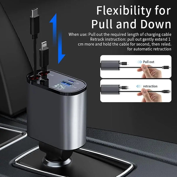 4-in-1 Retractable Car Charger